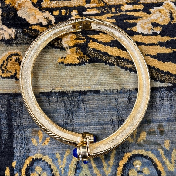 Vintage Givenchy 18k Gold Plated Torque Necklace w/ Glass Stones & Rhinestones - Picture 9 of 16